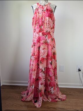 eliza j off-the-shoulder 3d floral-sleeve scuba crepe evening dress Eliza J Off-The-Shoulder 3d Floral Sleeve Gown In Mauve - 60% Off